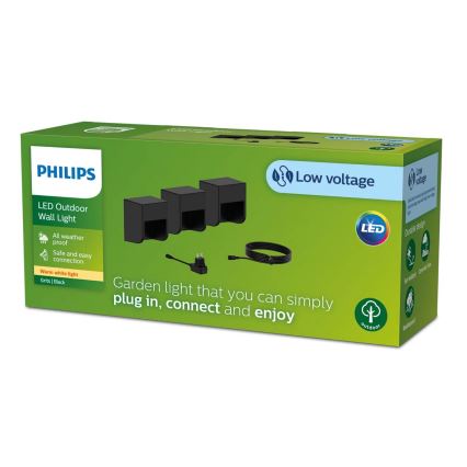 Philips - KOMPLEKT 3x LED Väli seinavalgusti GRITS LED/1,5W/24/230V IP44