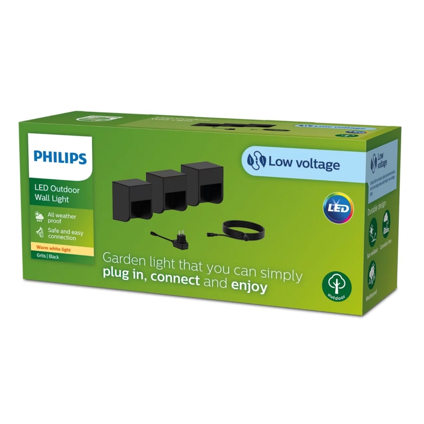 Philips - KOMPLEKT 3x LED Väli seinavalgusti GRITS LED/1,5W/24/230V IP44