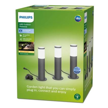 Philips - KOMPLEKT 3x LED Välilamp GARDENLINK LED/24W/230V 2700K IP44