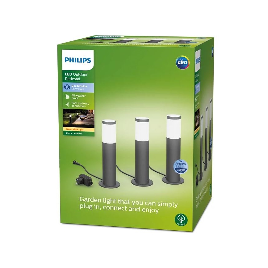 Philips - KOMPLEKT 3x LED Välilamp GARDENLINK LED/24W/230V 2700K IP44