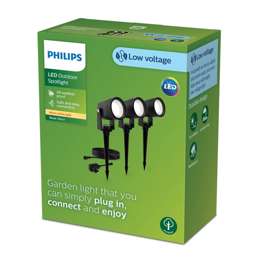 Philips - KOMPLEKT 3x LED Välivalgusti GARDENLINK REUEL LED/1,5W/230V 2700K IP44