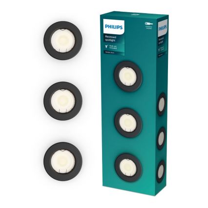 Philips - komplekt 3x sisseehitatavat laevalgustit PERIDOT 1xGU10/7W/230V must