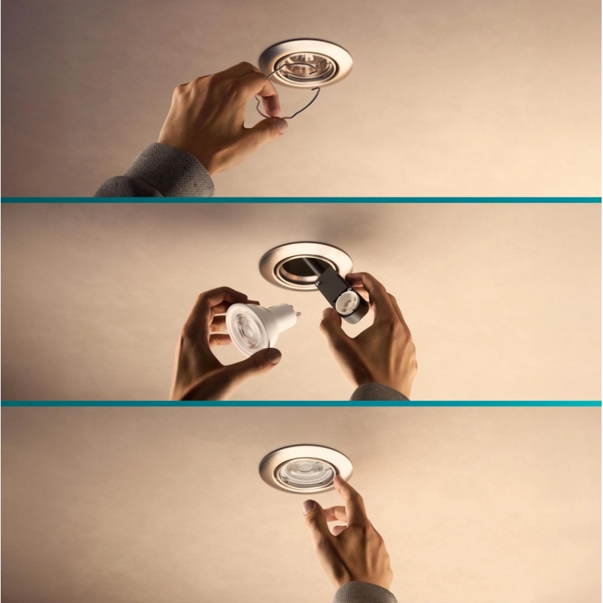 Philips - Komplekt 3x süvistatavaid laevalgusteid PERIDOT 1xGU10/7W/230V valge