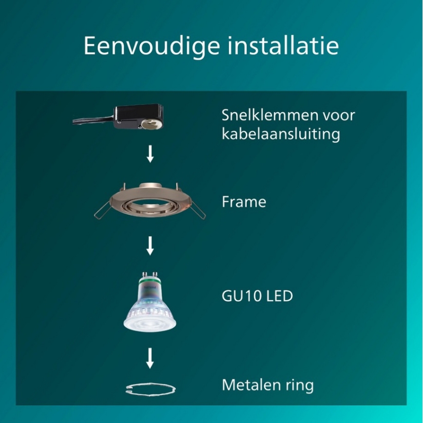Philips - Komplekt 3x süvistatavat laevalgustit PERIDOT 1xGU10/7W/230V hõbedane