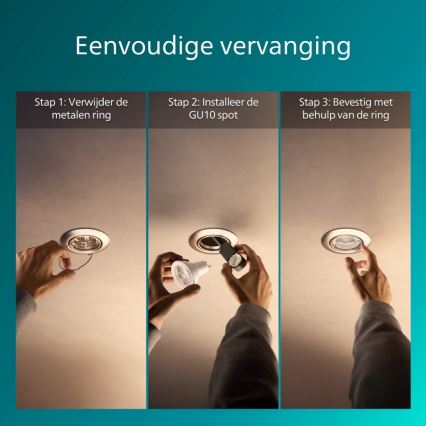 Philips - Komplekt 3x süvistatavat laevalgustit PERIDOT 1xGU10/7W/230V hõbedane