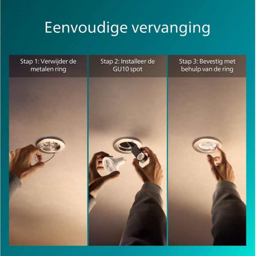 Philips - KOMPLEKT 3x süvistatavat laevalgustit PERIDOT 1xGU10/7W/230V, hõbedane