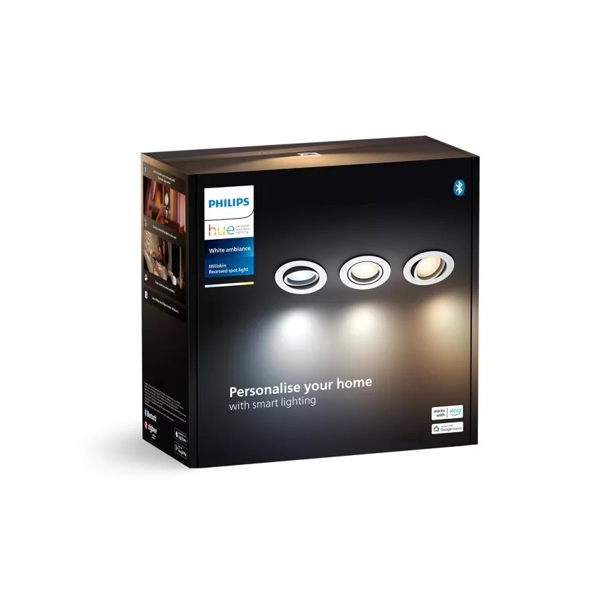 Philips - KOMPLEKT 3x LED Hämardatav süvistatav valgusti Hue MILLISKIN 1xGU10/4,2W/230 2200-6500K