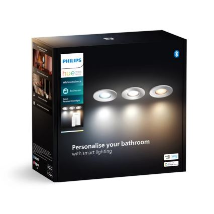 Philips - KOMPLEKT 3x LED Hämardatav süvistatav valgusti vannituppa Hue ADORE BATHROOM 1xGU10/4,2W/230V 2200-6500K IP44