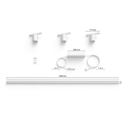 Philips - KOMPLEKT 3x LED RGB Hämardatav kohtvalgusti rööbassüsteemile Hue PERIFO LED RGB/15,6W/230V 2000-6500K