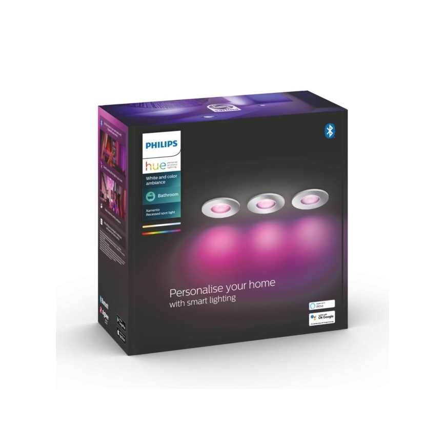Philips - KOMPLEKT 3xLED RGB Hämardatav vannitoavalgusti Hue XAMENTO 1xGU10/5,7W/230V IP44 2000-6500K