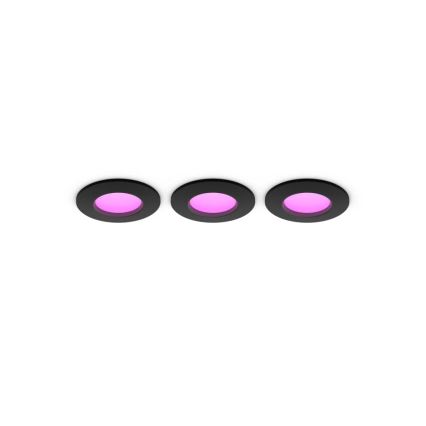 Philips - Komplekt 3x LED RGBW hämardatav vannitoa sissepaigaldatav laevalgusti Hue SLIM LED/8,3W/230V 1000-20000K must P44