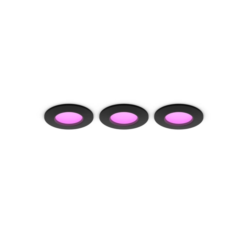 Philips - Komplekt 3x LED RGBW hämardatav vannitoa sissepaigaldatav laevalgusti Hue SLIM LED/8,3W/230V 1000-20000K must P44