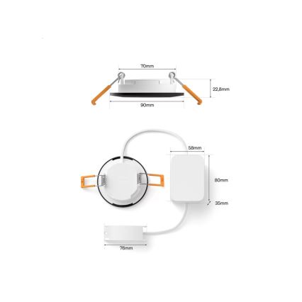 Philips - Komplekt 3x LED RGBW hämardatav vannitoa sissepaigaldatav laevalgusti Hue SLIM LED/8,3W/230V 1000-20000K must P44