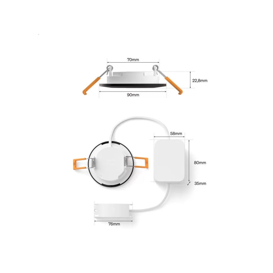 Philips - Komplekt 3x LED RGBW hämardatav vannitoa sissepaigaldatav laevalgusti Hue SLIM LED/8,3W/230V 1000-20000K must P44