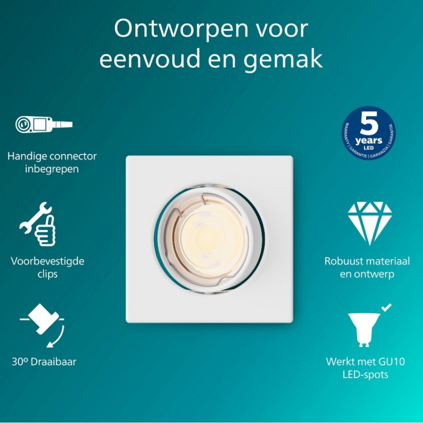 Philips - lae sisseehitatav valgusti PERIDOT 1xGU10/7W/230V valge