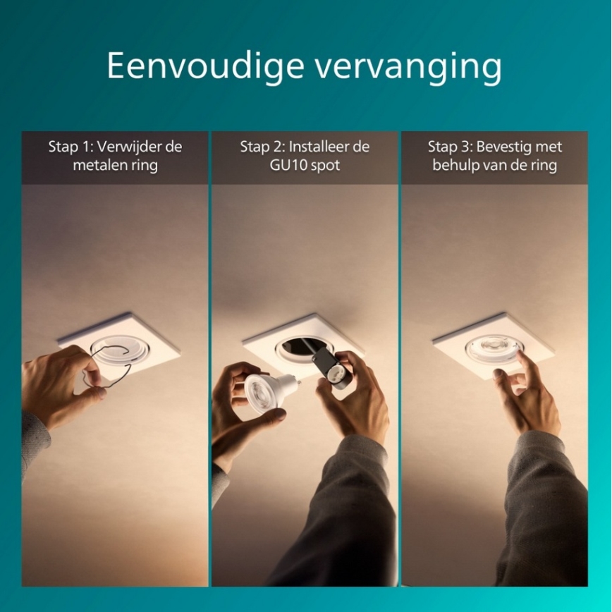 Philips - lae sisseehitatav valgusti PERIDOT 1xGU10/7W/230V valge