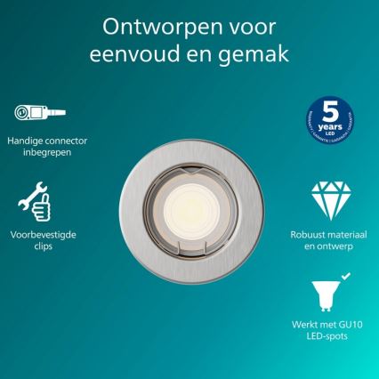 Philips - lae sissehitatav valgusti PERIDOT 1xGU10/7W/230V hõbedane