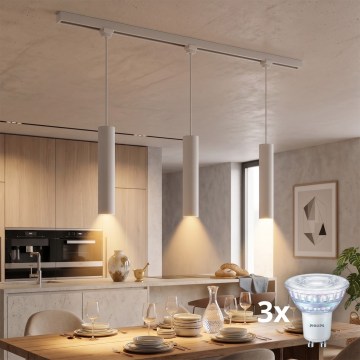Philips - LED hämardatav kaabliga rippvalgusti EASYLINK-liistude süsteemi jaoks 3xGU10/7W/230V 2200-2700K 1m valge
