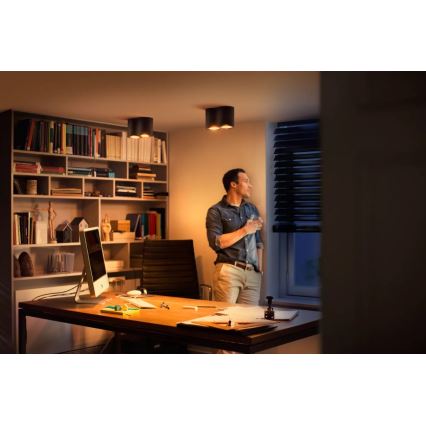 Philips - LED Hämardatav kohtvalgusti Hue PILLAR 2xGU10/4,2W/230V 2200-6500K + kaugjuhtimispult must