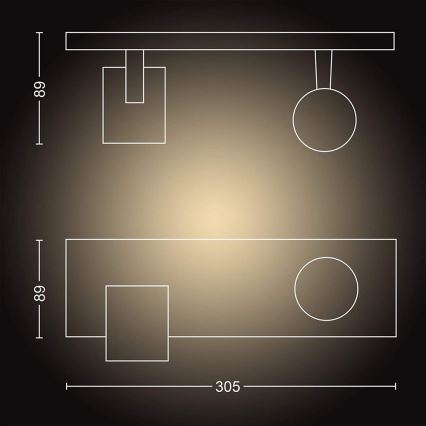 Philips - LED Hämardatav kohtvalgusti Hue RUNNER 2xGU10/4,2W/230V 2200-6500K + kaugjuhtimispult must