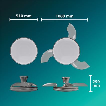 Philips - LED hämardatav laelamp ventilaatoriga ATLAS LED/35W/230V mattkroom + kaugjuhtimispult