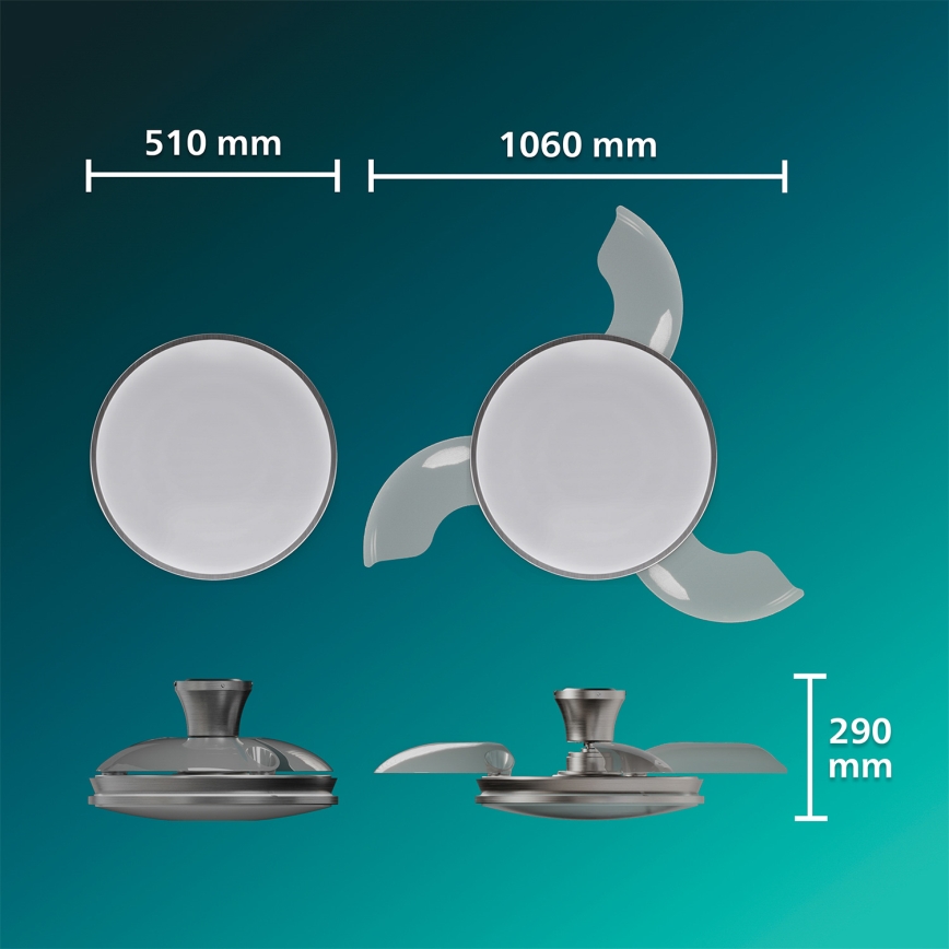 Philips - LED hämardatav laelamp ventilaatoriga ATLAS LED/35W/230V mattkroom + kaugjuhtimispult