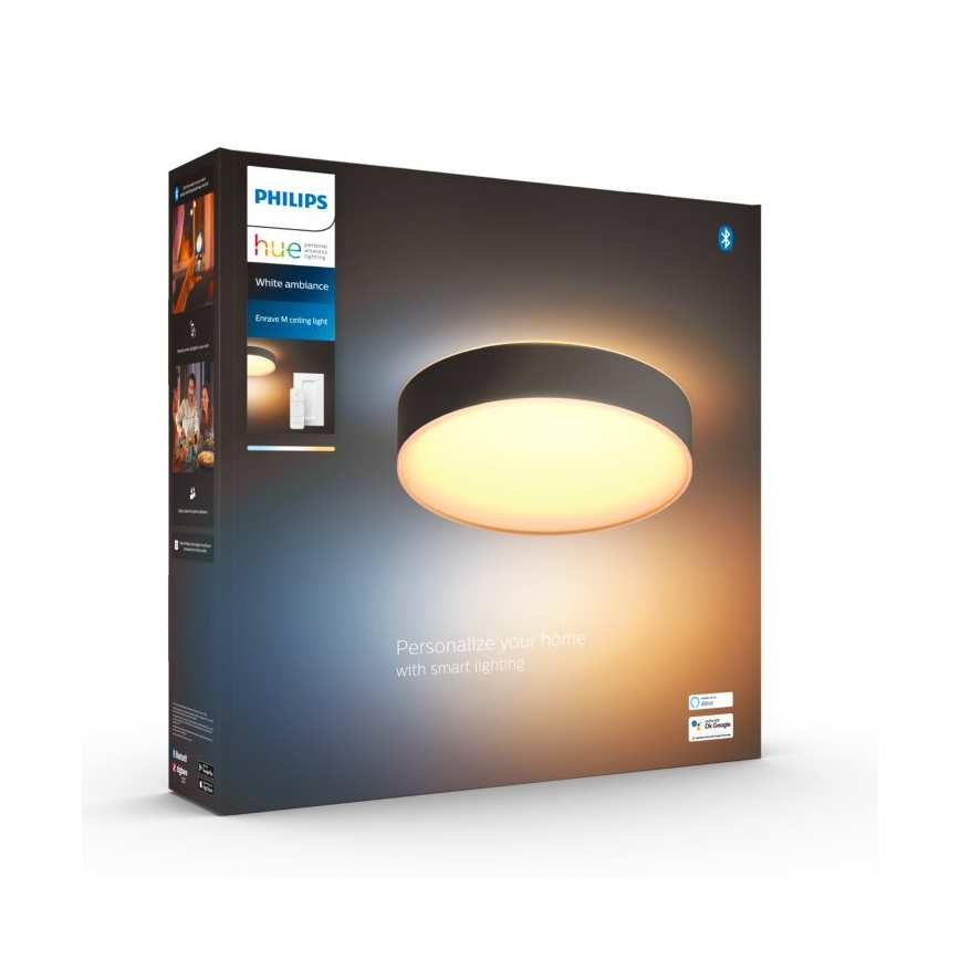 Philips - LED Hämardatav laevalgusti Hue LED/19,2W/230V 2200-6500K d. 381 mm must + kaugjuhtimispult