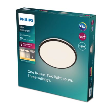 Philips - LED Hämardatav laevalgusti SCENE SWITCH LED/18W/230V d. 30 cm 2700K must