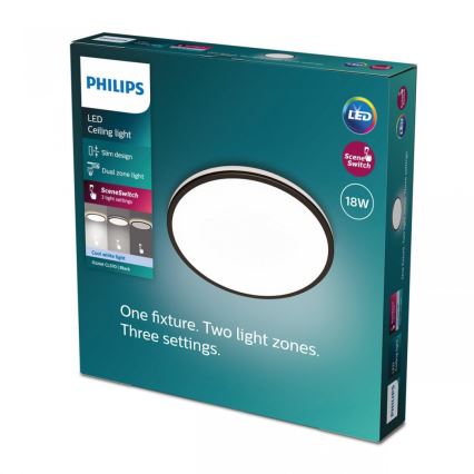 Philips - LED Hämardatav laevalgusti SCENE SWITCH LED/18W/230V d. 30 cm 4000K must