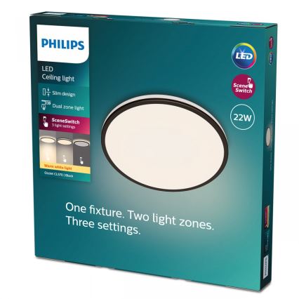 Philips - LED Hämardatav laevalgusti SCENE SWITCH LED/22W/230V d. 40 cm 2700K must