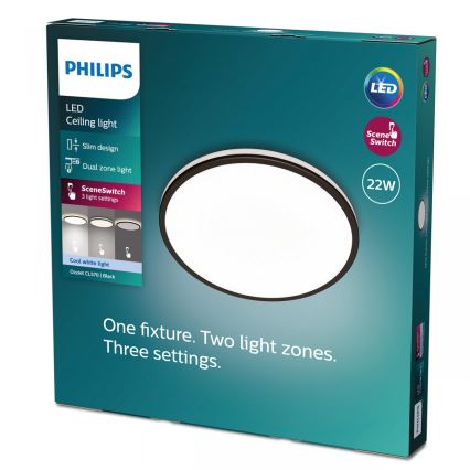 Philips - LED Hämardatav laevalgusti SCENE SWITCH LED/22W/230V d. 40 cm 4000K must