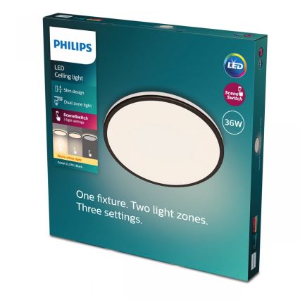 Philips - LED Hämardatav laevalgusti SCENE SWITCH LED/36W/230V d. 50 cm 2700K must