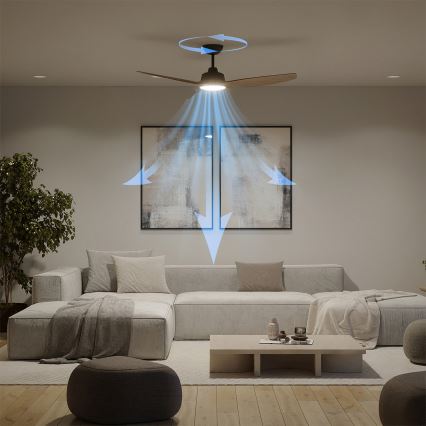 Philips - Hämardatav LED-laeventilaator OLAS LED/24W/230V, läbimõõt 132 cm, must/pruun + kaugjuhtimispult