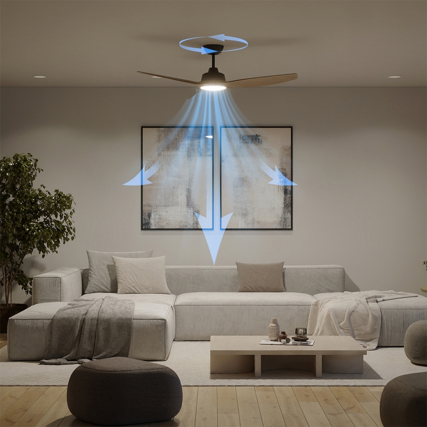 Philips - Hämardatav LED-laeventilaator OLAS LED/24W/230V, läbimõõt 132 cm, must/pruun + kaugjuhtimispult