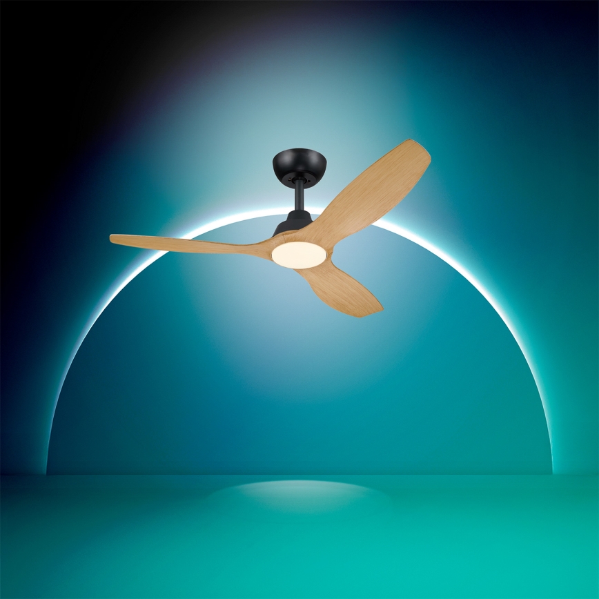 Philips - Hämardatav LED-laeventilaator OLAS LED/24W/230V, läbimõõt 132 cm, must/pruun + kaugjuhtimispult