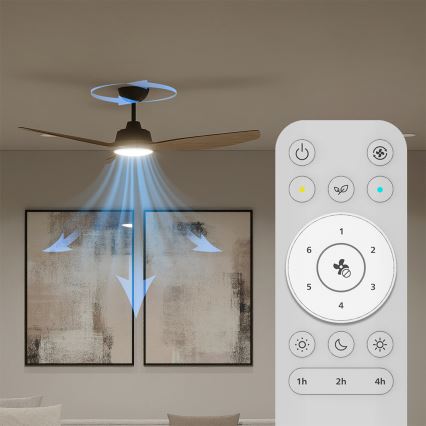 Philips - Hämardatav LED-laeventilaator OLAS LED/24W/230V, läbimõõt 132 cm, must/pruun + kaugjuhtimispult