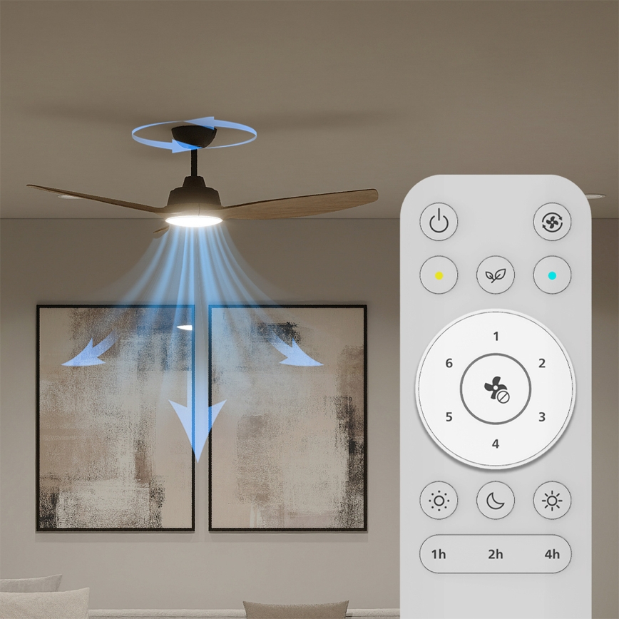 Philips - Hämardatav LED-laeventilaator OLAS LED/24W/230V, läbimõõt 132 cm, must/pruun + kaugjuhtimispult