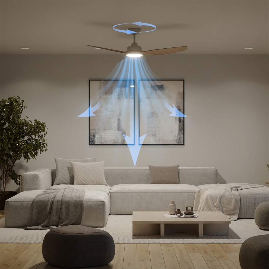Philips - Hämardatav LED-laeventilaator OLAS LED/24W/230V, läbimõõt 132 cm, valge/pruun + kaugjuhtimispult