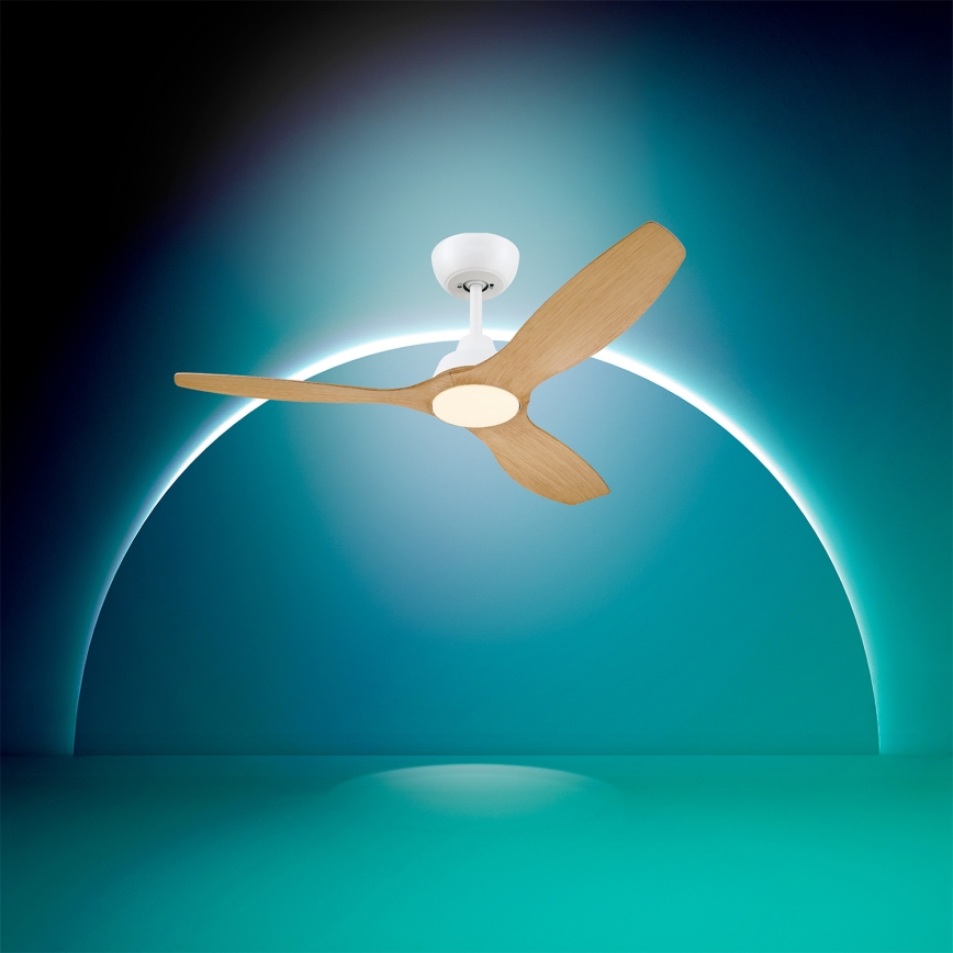 Philips - Hämardatav LED-laeventilaator OLAS LED/24W/230V, läbimõõt 132 cm, valge/pruun + kaugjuhtimispult