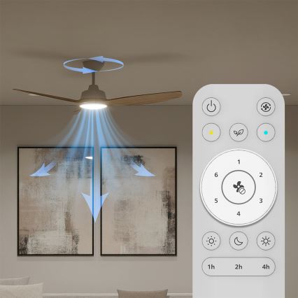 Philips - Hämardatav LED-laeventilaator OLAS LED/24W/230V, läbimõõt 132 cm, valge/pruun + kaugjuhtimispult