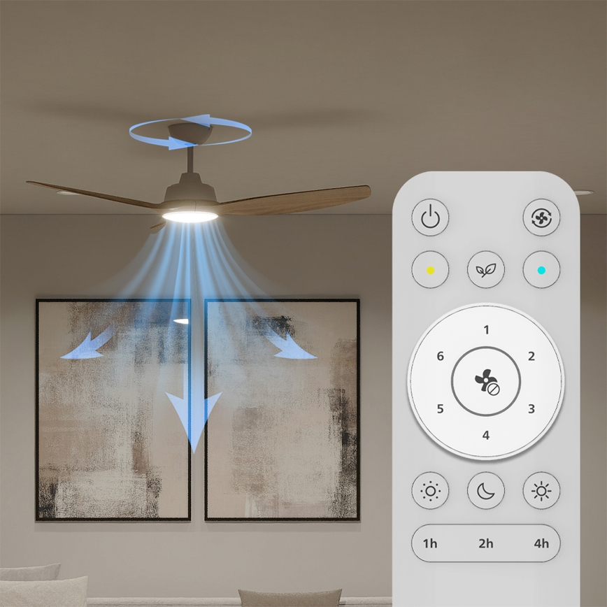 Philips - Hämardatav LED-laeventilaator OLAS LED/24W/230V, läbimõõt 132 cm, valge/pruun + kaugjuhtimispult