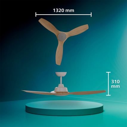Philips - Hämardatav LED-laeventilaator OLAS LED/24W/230V, läbimõõt 132 cm, valge/pruun + kaugjuhtimispult