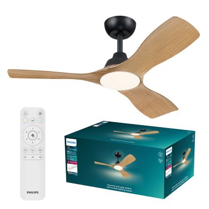 Philips - LED-hämardatav laeventilaator OLAS LED/24W/230V Ø 106 cm must/pruun + kaugjuhtimispult