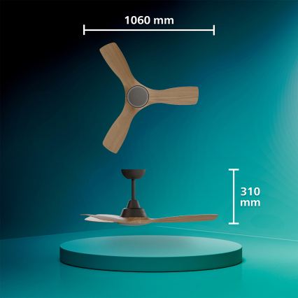 Philips - LED-hämardatav laeventilaator OLAS LED/24W/230V Ø 106 cm must/pruun + kaugjuhtimispult