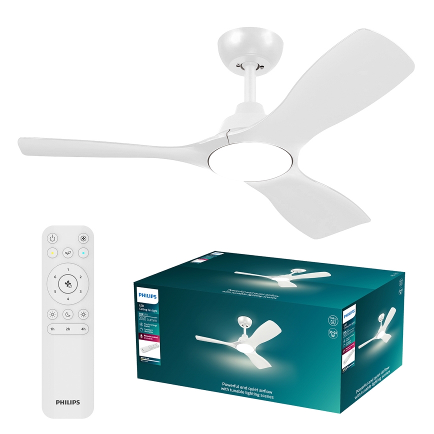 Philips - Hämardatav LED-laeventilaator OLAS LED/24W/230V Ø 106 cm valge + kaugjuhtimispult