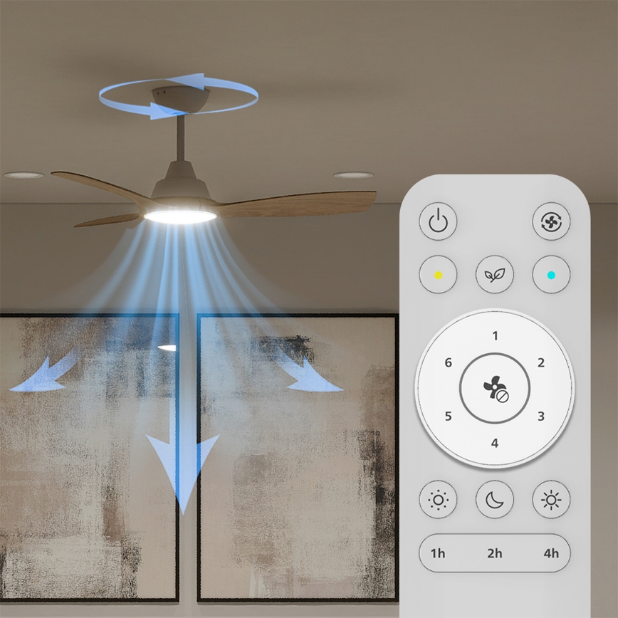 Philips - hämardatav LED-laeventilaator OLAS LED/24W/230V läbimõõt 106 cm valge/pruun + kaugjuhtimispult