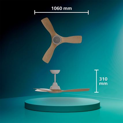 Philips - hämardatav LED-laeventilaator OLAS LED/24W/230V läbimõõt 106 cm valge/pruun + kaugjuhtimispult