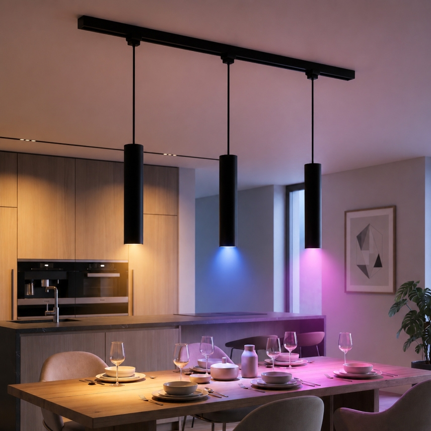 Philips - LED RGBW hämardatav rippvalgusti kaablil liistussüsteemis EASYLINK HUE 3xGU10/4,7W/230V 2200-6500K 1m must + Hue bridge