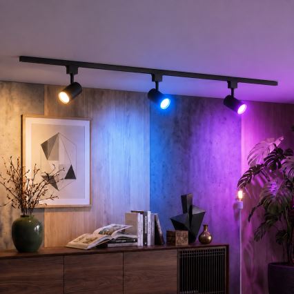 Philips - LED RGBW hämardatav spot-valgusti liistide süsteemile EASYLINK HUE 3xGU10/4,7W/230V 2200-6500K 1m must + Hue bridge
