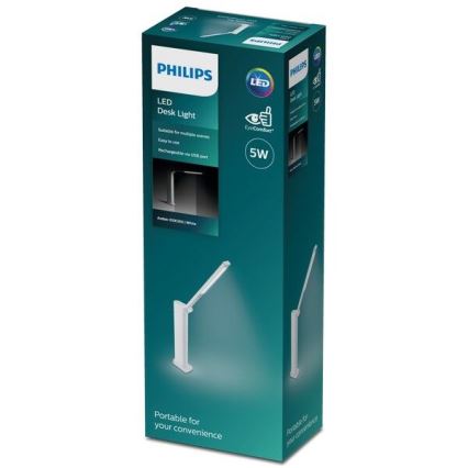 Philips - LED Hämardatav puutetundlik laualamp AMBER LED/5W/5V 1800 mAh valge